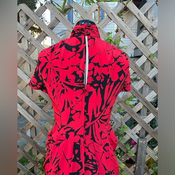 *RARE* Vintage 1980s Joni Blair Red and Black Abstract Pattern Dress - Picture 8 of 15